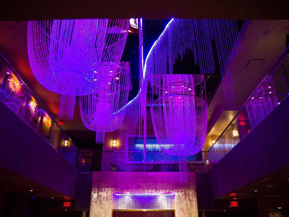 chandeliers at Chandler Parsons' birthday at Mr. Peeples October 2013