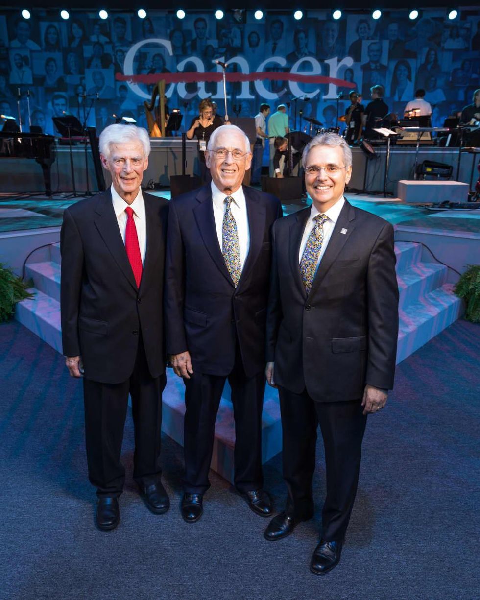 Charles LeMaistre, John Mendelsohn, Ron DePinho at MD Anderson 75th anniversary gala