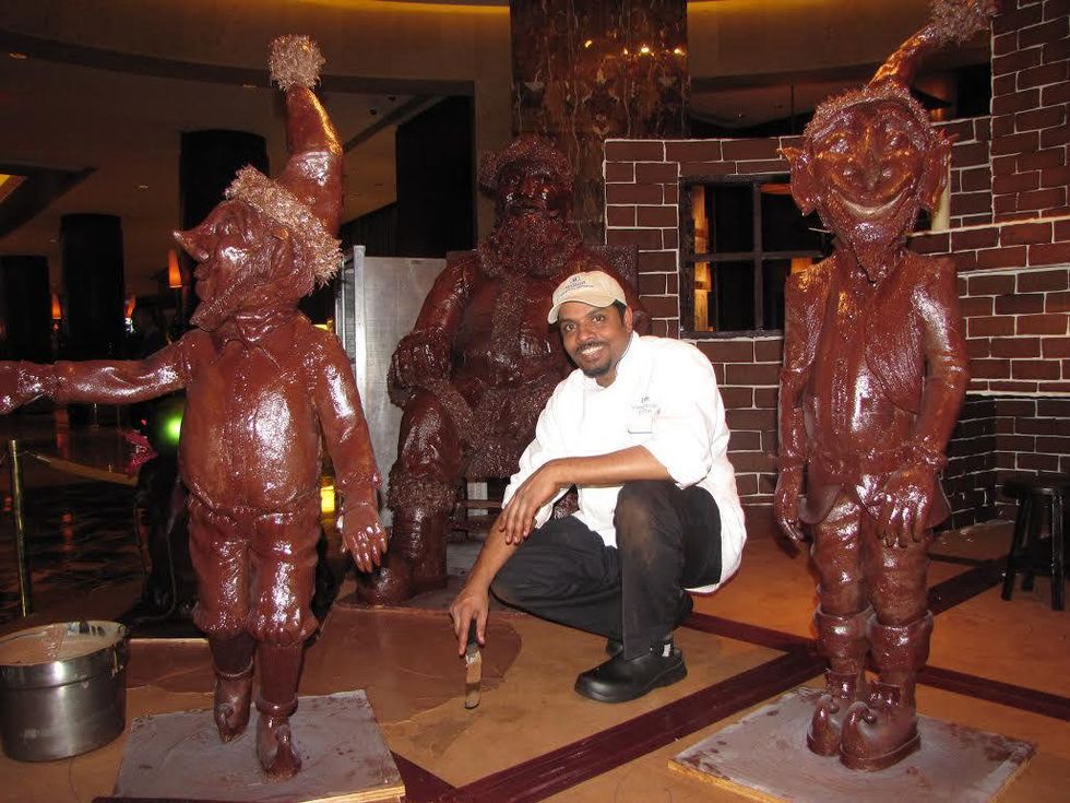 Chef with chocolate holiday display Hilton Americas 2014