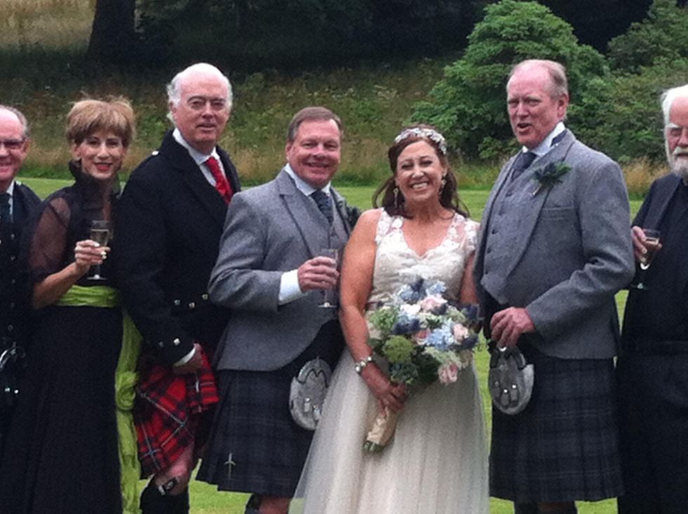 Cherri Carbonara and Tom McGhie wedding August 2013 Blairquhan Castle in Scotland From left Carl and Linda Kuykendall, David Beck, Tom Fricke, Jack Sweeney, Jim Barlow.JPG