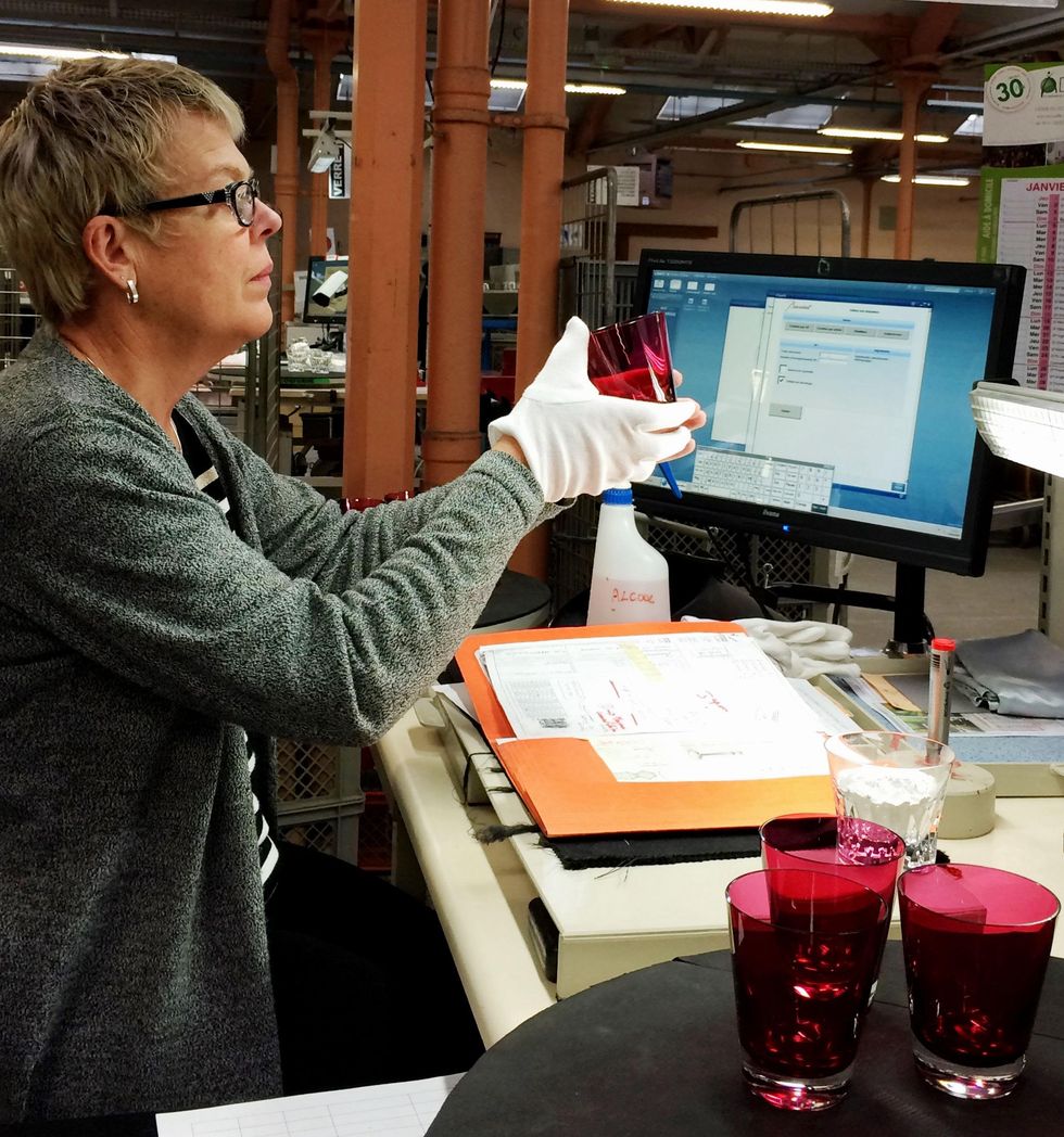 Cherri Carbonara Baccarat factory tour April 2015 The "Eye of Perfection" is the title bestowed on those Baccarat employees who carefully inspect each crystal piece at every stage of creation