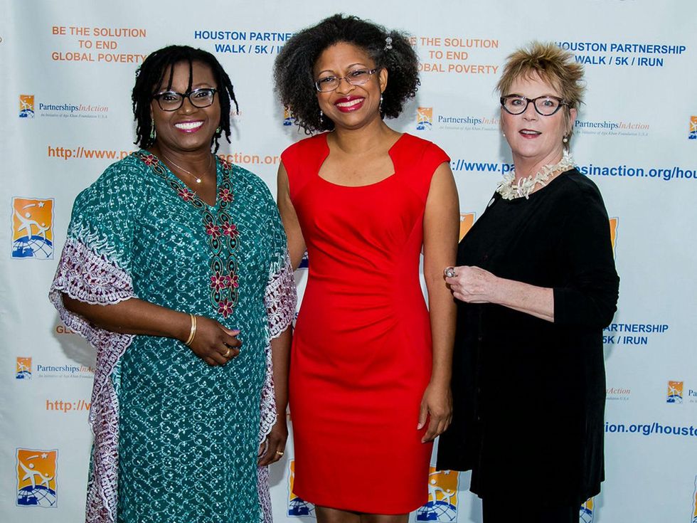 Cherrie Thompson, from left, Andrea Ainsworth McLemore and Jeanne Praed Haner at the Aga Khan Foundation Emmisary awards reception September 2014