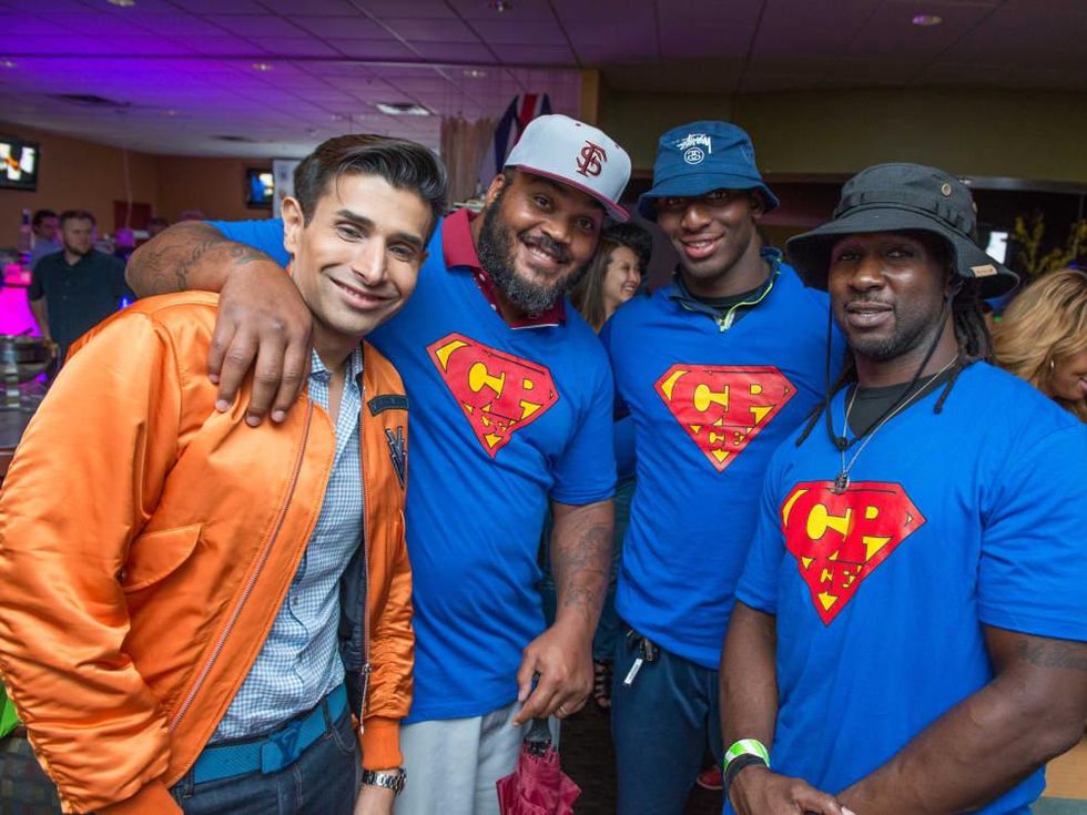 Chester Pitts bowling event Taseer Badar, Travis Johnson, Alfred Blue, Joseph Addai