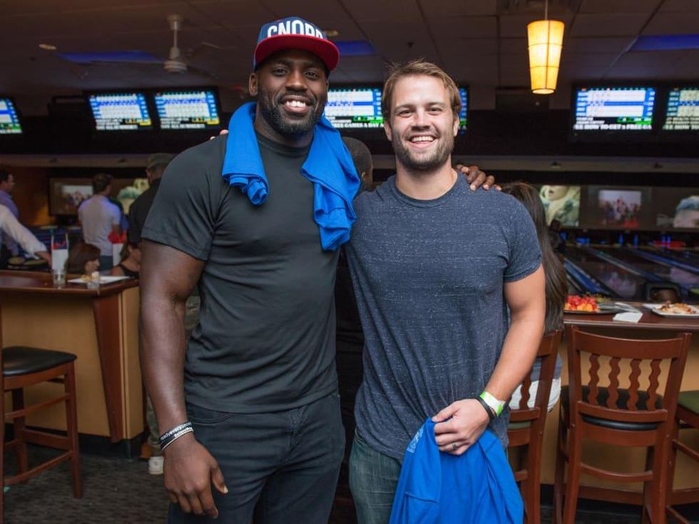 Chester Pitts bowling event Whitney Mercilus, Jeff Tarpinian