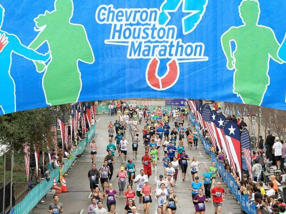 Chevron Houston Marathon banners runner