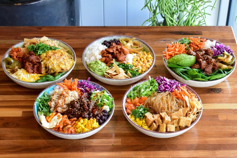 Chi'Lantro BBQ bowls spread