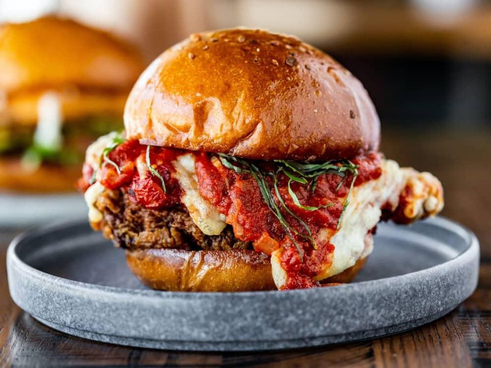 Chicken Parmesan sandwich Louie's Riel Restaurant