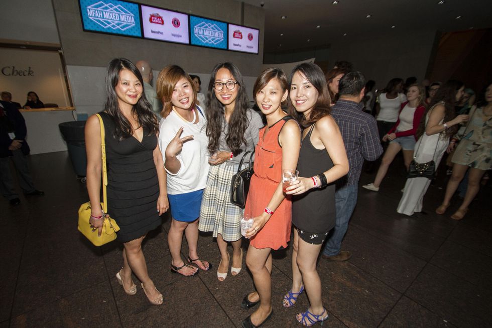 Chiu Wu, from left, Tiffany Chu, Iusun Hong, Anna Wu and Heesang Ku at the MFAH Mixed Media Party June 2014