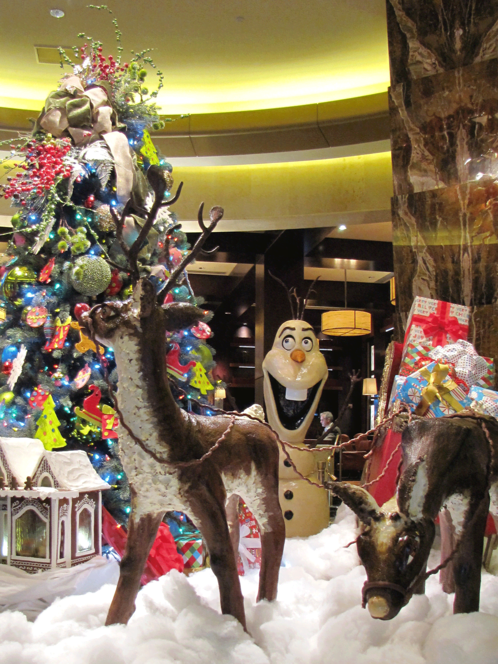 Chocolate reindeer display at Hilton Americas