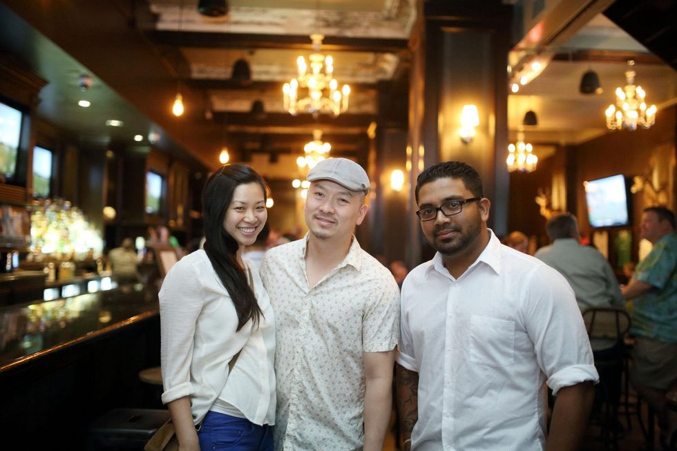 Choe Dang, from left, Anh Mai and Sharif Al-Amin at the Springbok restaurant kick-off party July 2014