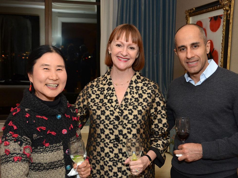Chong-Ok Matthews, from left, Valerie Greiner and Surena Matin at the MFAH Contemporary party January 2014