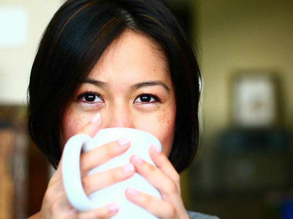 Christine Ha with coffee cup