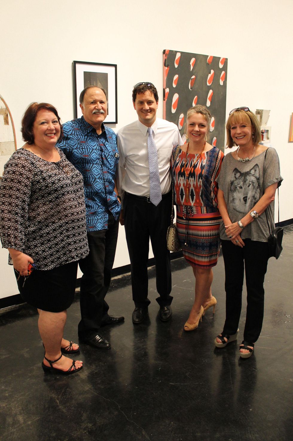 Christine West, from left, Lee Kaplan, Walter Mayer, Jeryn Woodard Mayer and Diana Hudson at the Lawndale Big Show preview party July 2014