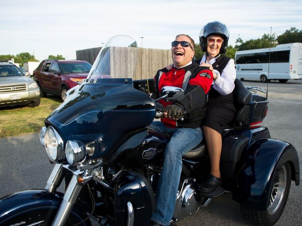 Christus Nun Run Motorcycle rider and nun
