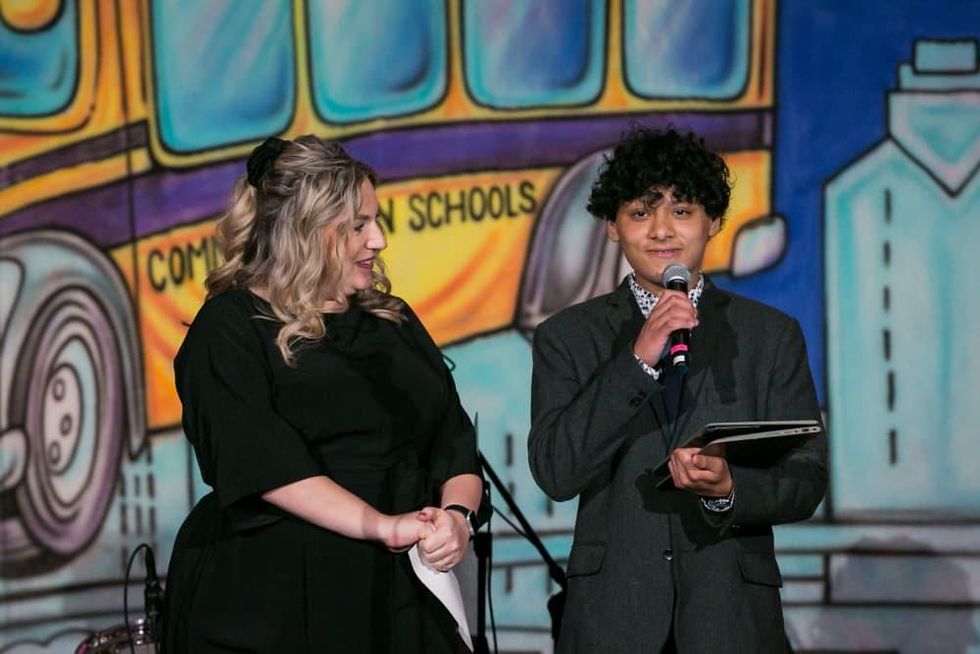 CIS Gala Stay in School 2022 Joni Hine (CIS) and Jacob, Heights HS Student