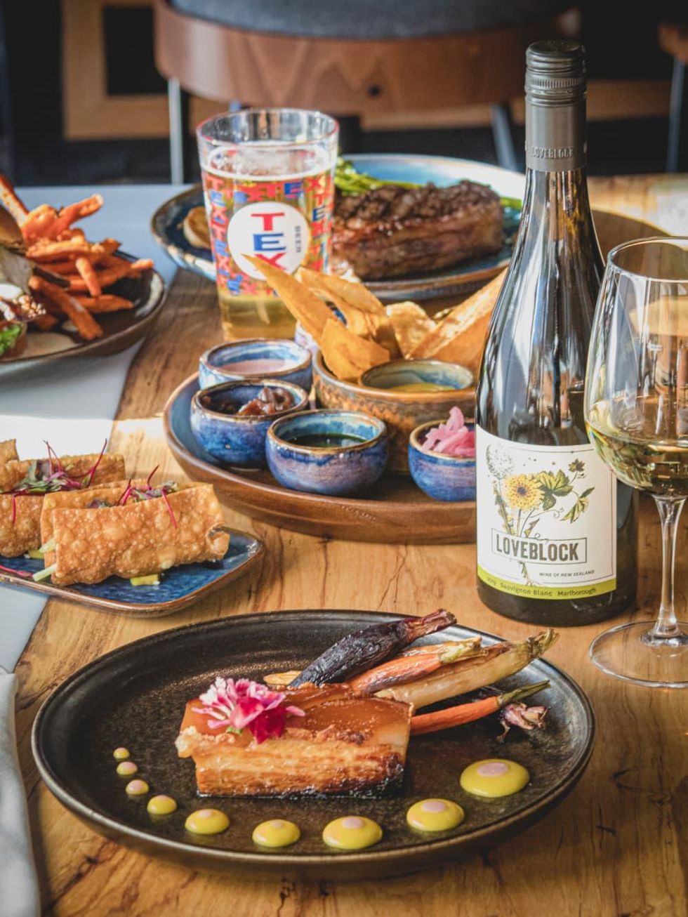 City Cellars food and wine spread