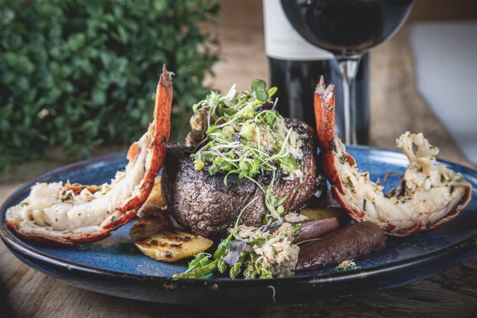 City Cellars HTX filet steak lobster