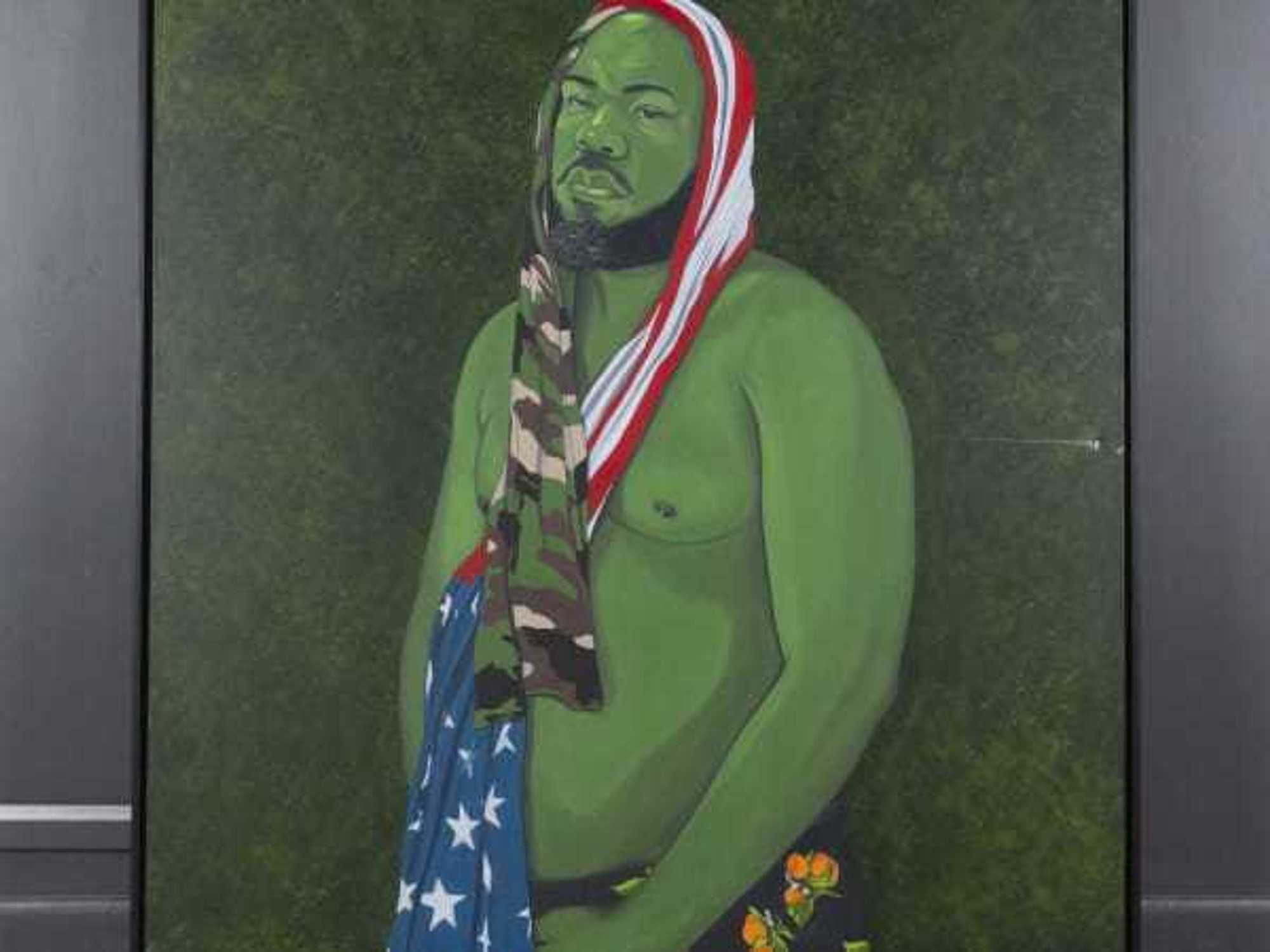 Clarence Heyward painting with damage at HMAAC