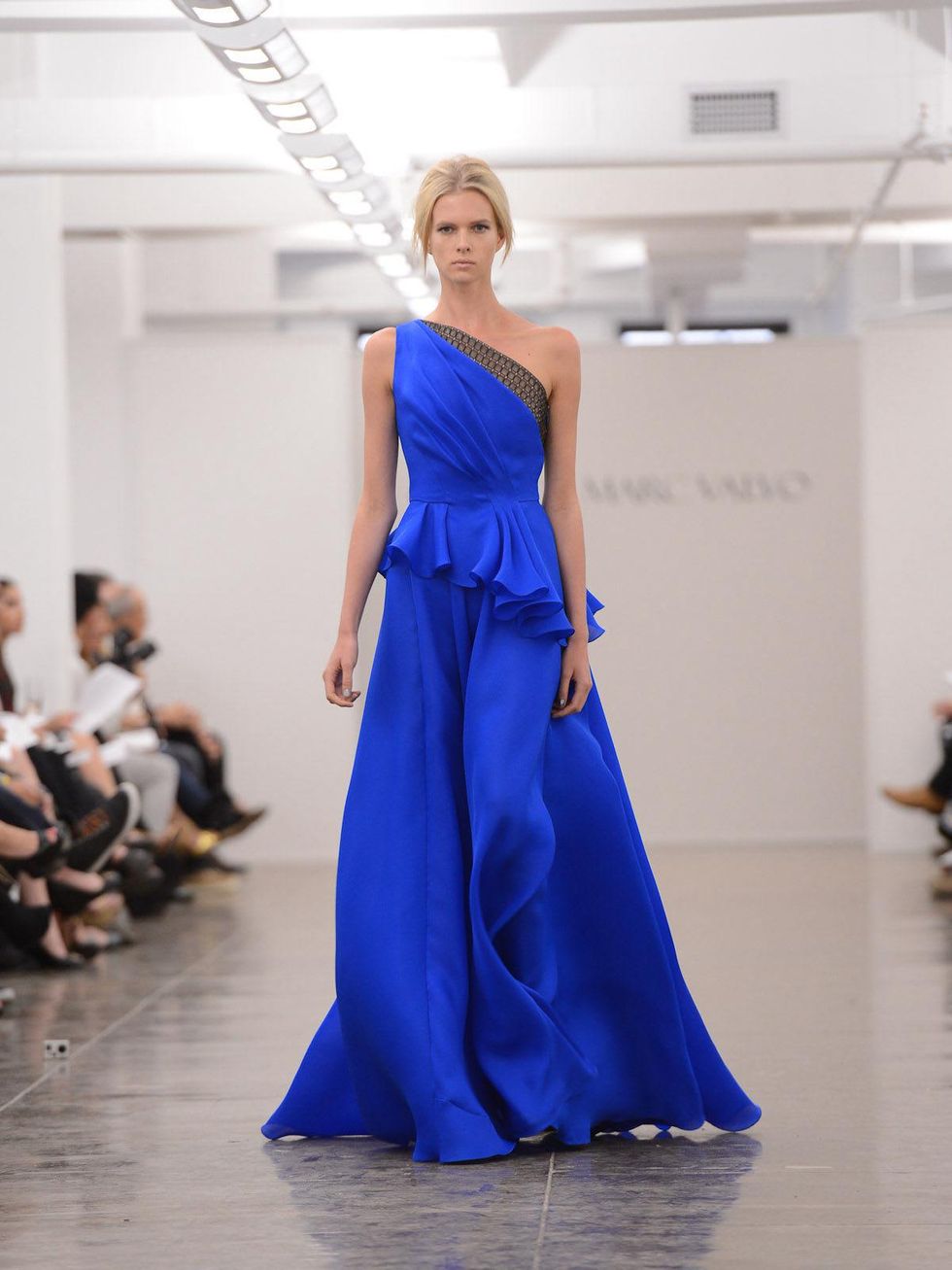 Clifford, Fashion Week spring 2013, September 2012, Carmen Marc Valvo, blue gown