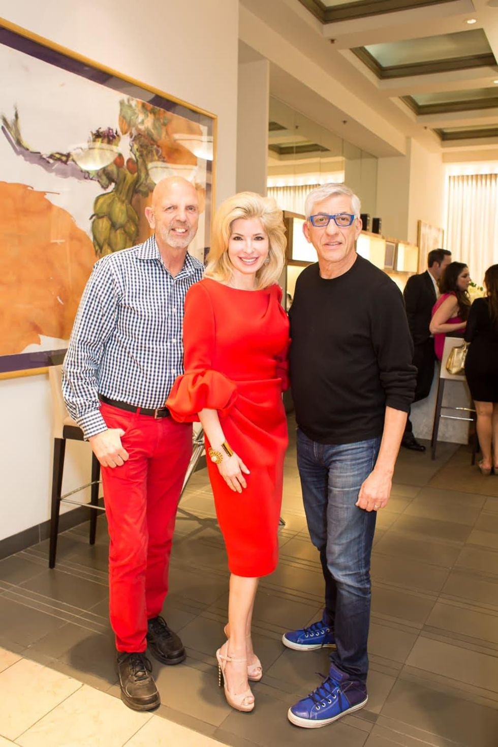 Clifford Pugh, Nancy Marcus Golden, John Dascoulias at International Soiree kickoff