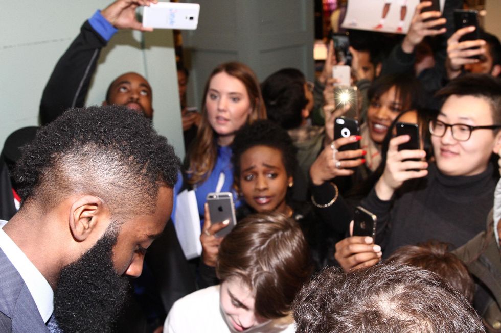 Clifford Pugh New York Fashion Week fall 2015 James Harden appearance at Bloomingdale's February 2015 Crowd 2