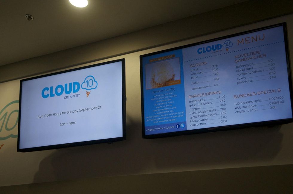 Cloud 10 Creamery Menu