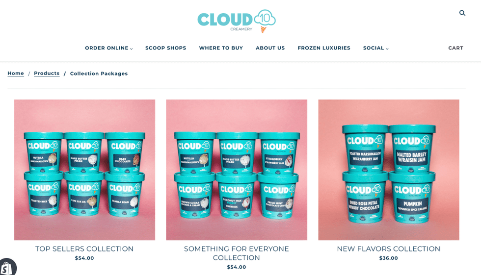 Cloud 10 Creamery website