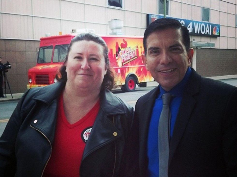 Cockasian food truck San Antonio owner and Randy from WOAI March 2014