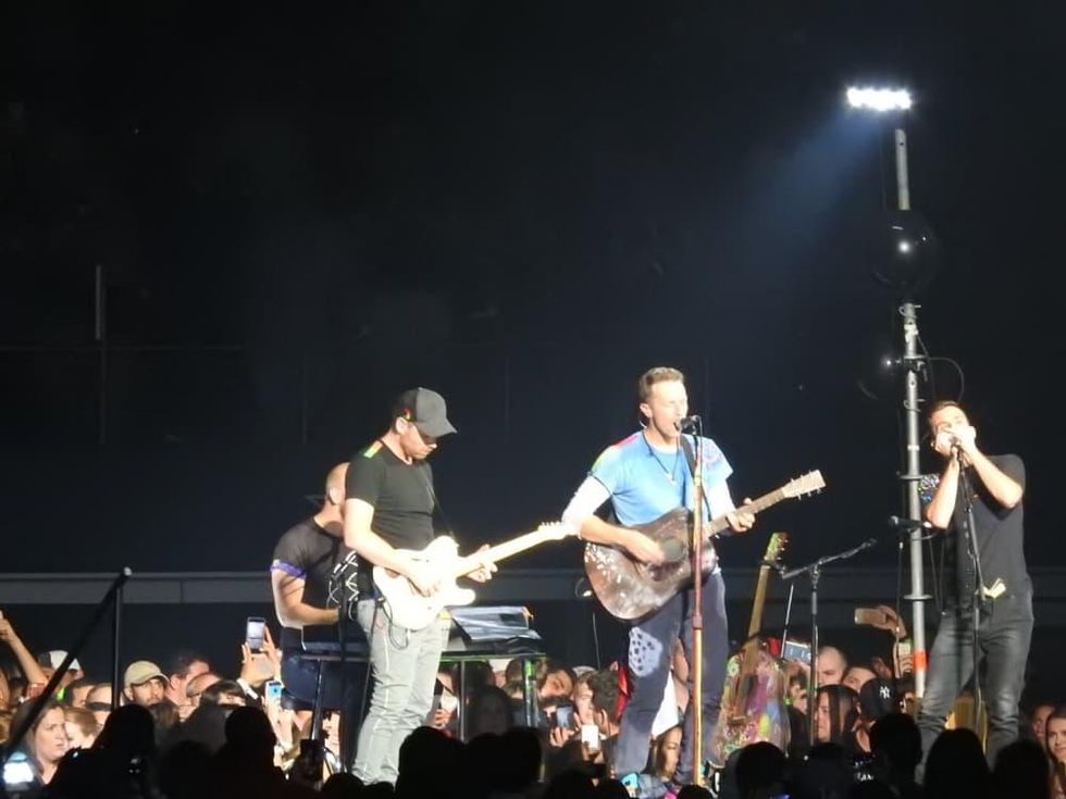 Coldplay performed several acoustic numbers on a small stage