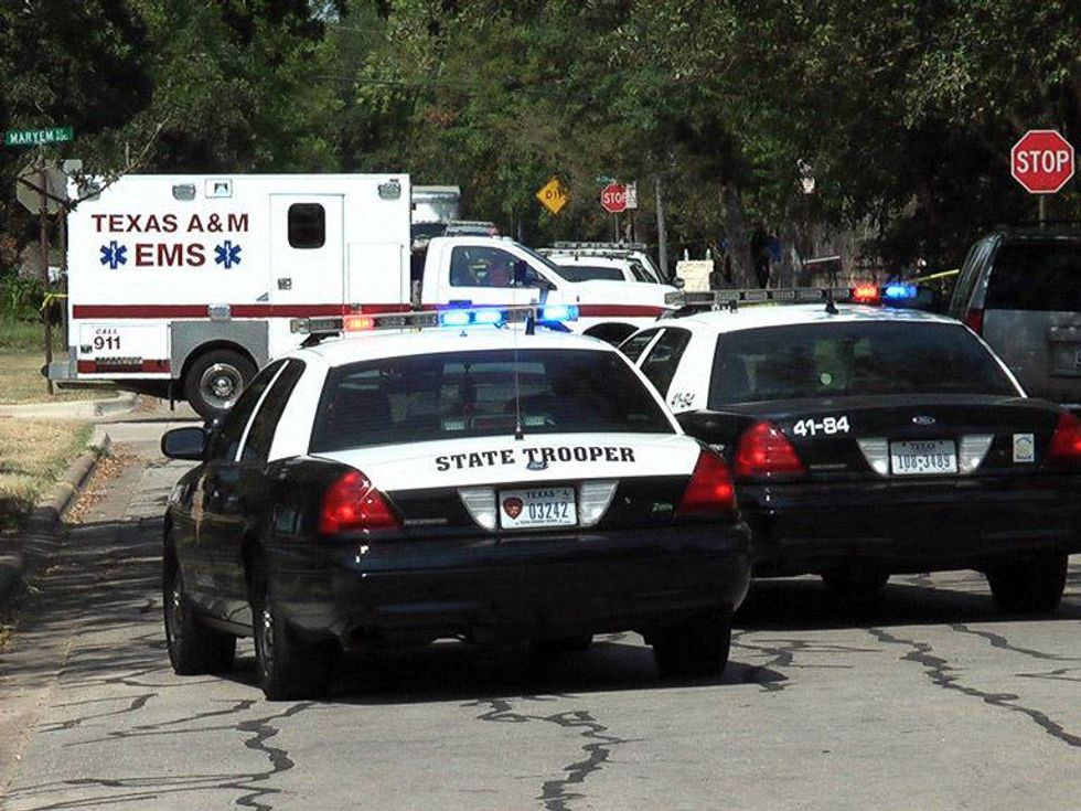 College Station shooting August 2012 ambulance and police cars