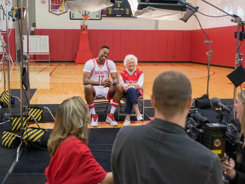 Connect4Literacy photo shoot, Feb. 2016, Barbara Bush, Dwight Howard