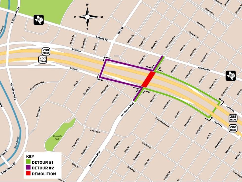 construction 288 Southmore bridge detour plan