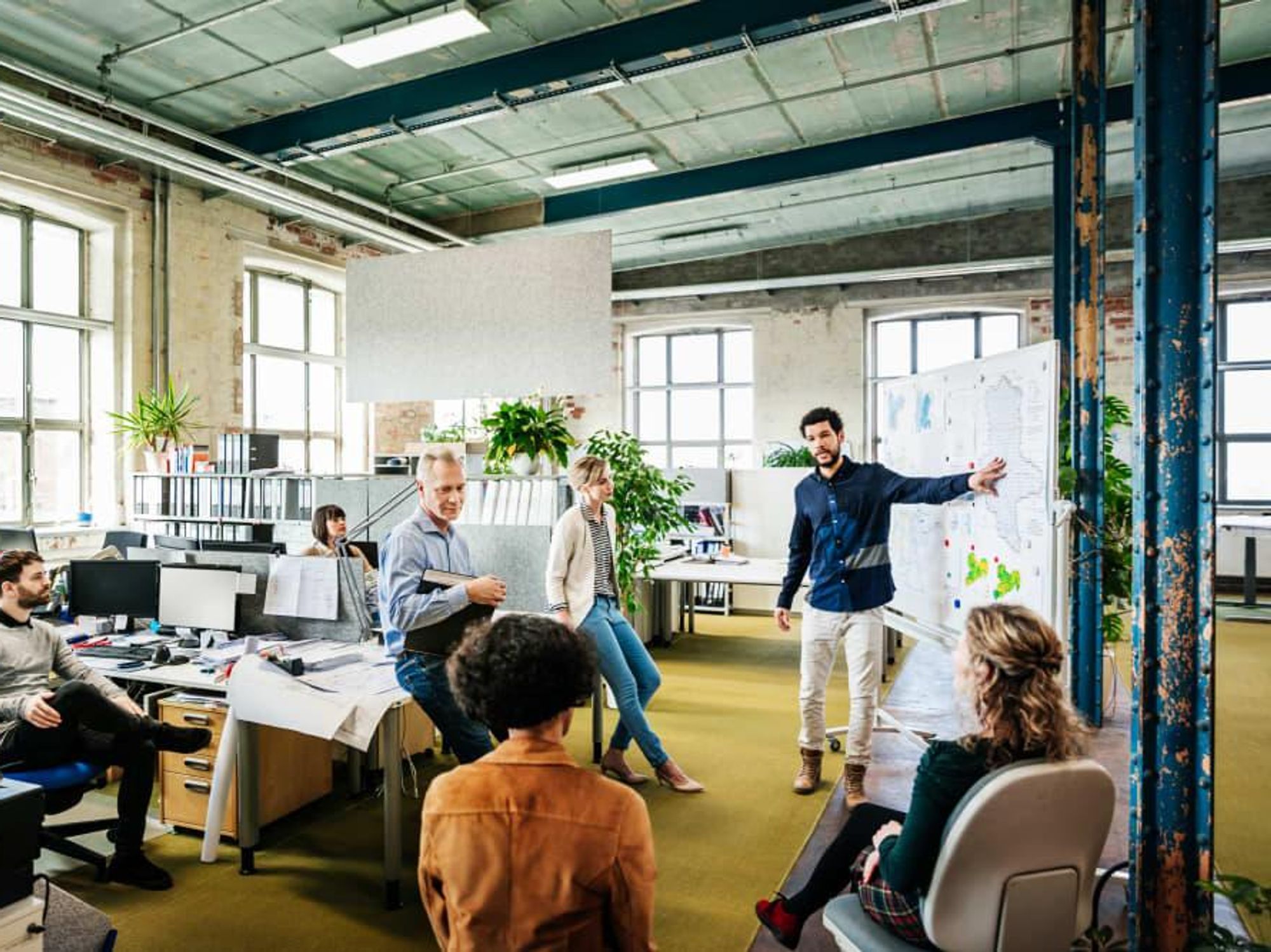 Coworkers having a meeting