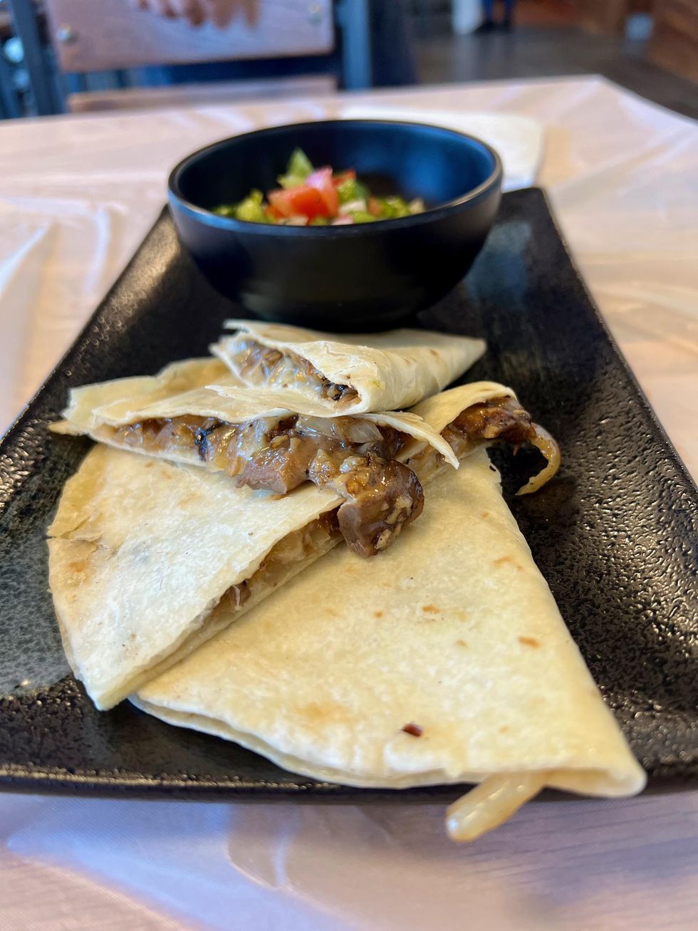 Crawfish & Noodles farmers market quesadilla