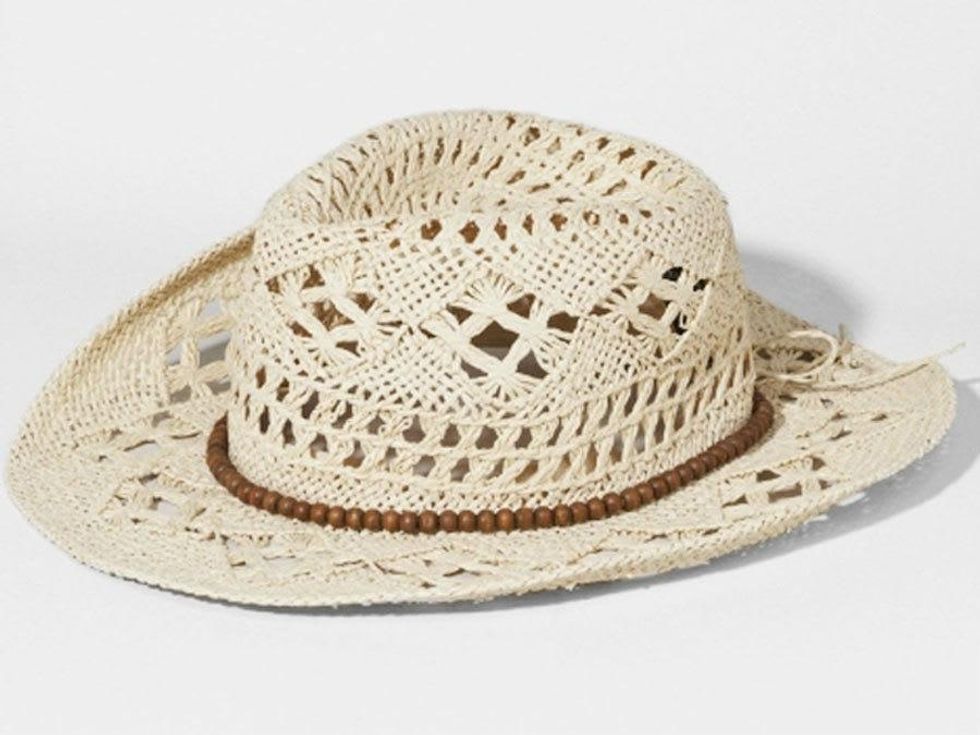 Crocheted beaded band cowboy hat at Express