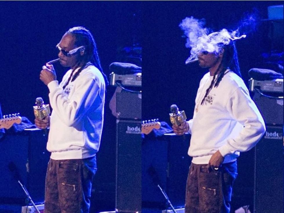 Cropped photo of Snoop Dog partaking at Club Nomadic