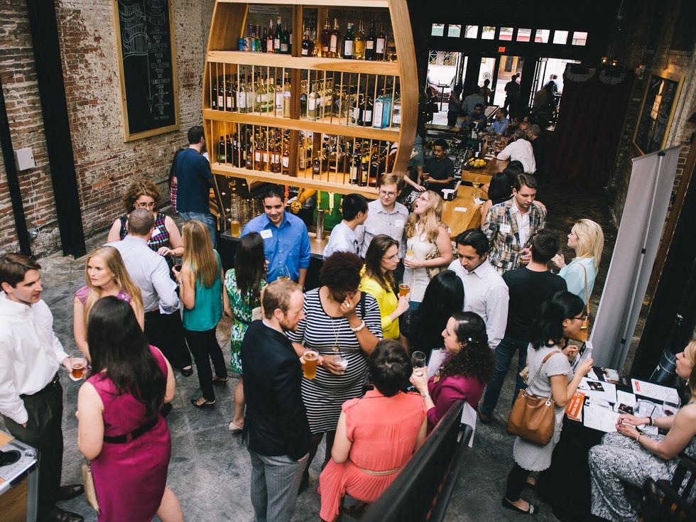 crowd, venue at OKRA at the Houston Symphony Young Professionals Backstage kick-off party