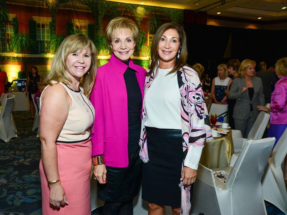 Cyndy Garza-Roberts, from left, Leisa Holland-Nelson and Soraya McClelland at the Memorial Hermann Razzle Dazzle Pink Luncheon October 2013