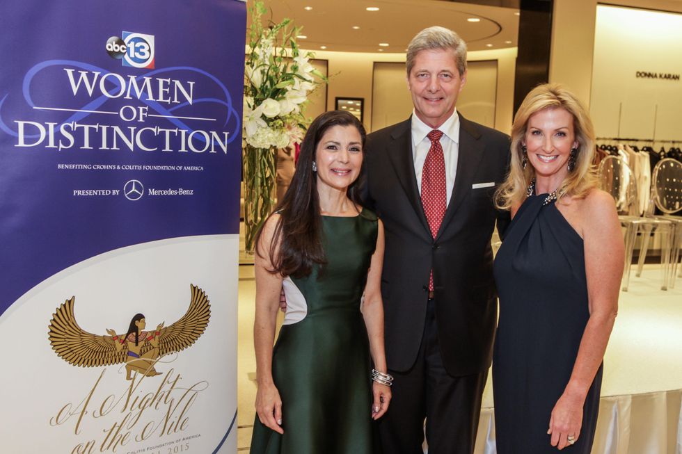 Cynthia Petrello, from left, Bobby Dees and Kim Moody at the Women of Distinction announcement party October 2014