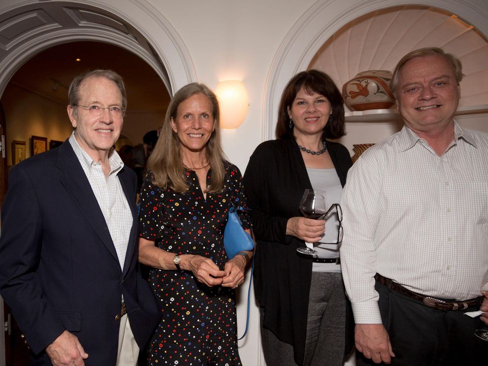 Dale and Lacey Dorn, from left, Leslie Searle and Rick Terry at Ballroom Marfa summer cocktail party July 2014