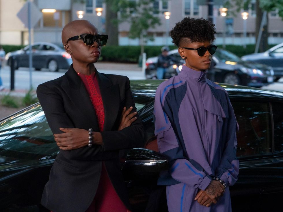 Danai Gurira and Letitia Wright in Black Panther: Wakanda Forever