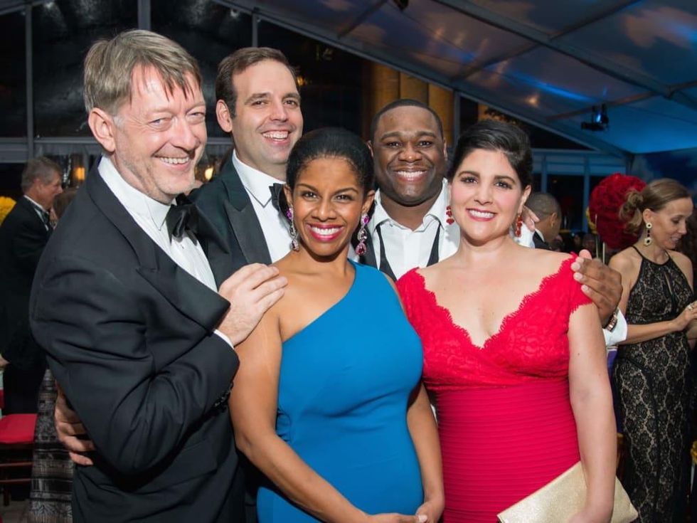 Daniel Slater, Dimitri Pittas, Nicole Heaston, Michael Sumuel, Alicia Gianni at Houston Grand Opera opening night