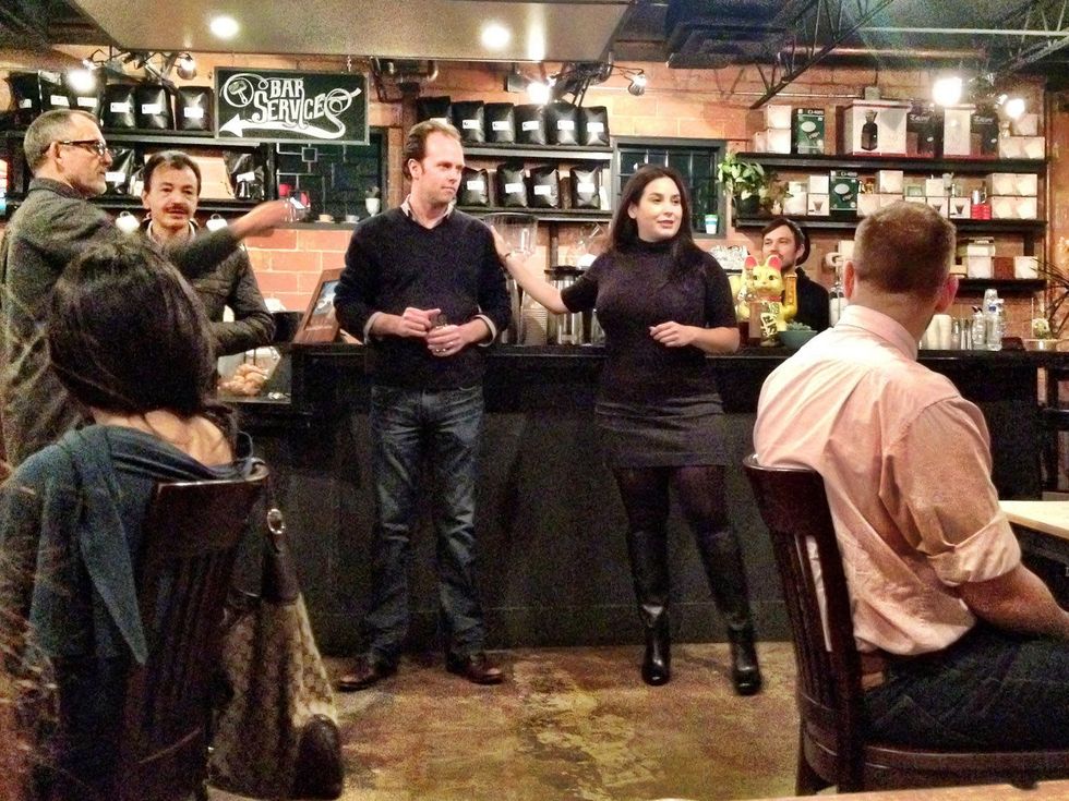 Darla, tequila, February 2013, Host and upcoming Julep's Alba Huerta addresses guests before the tasting