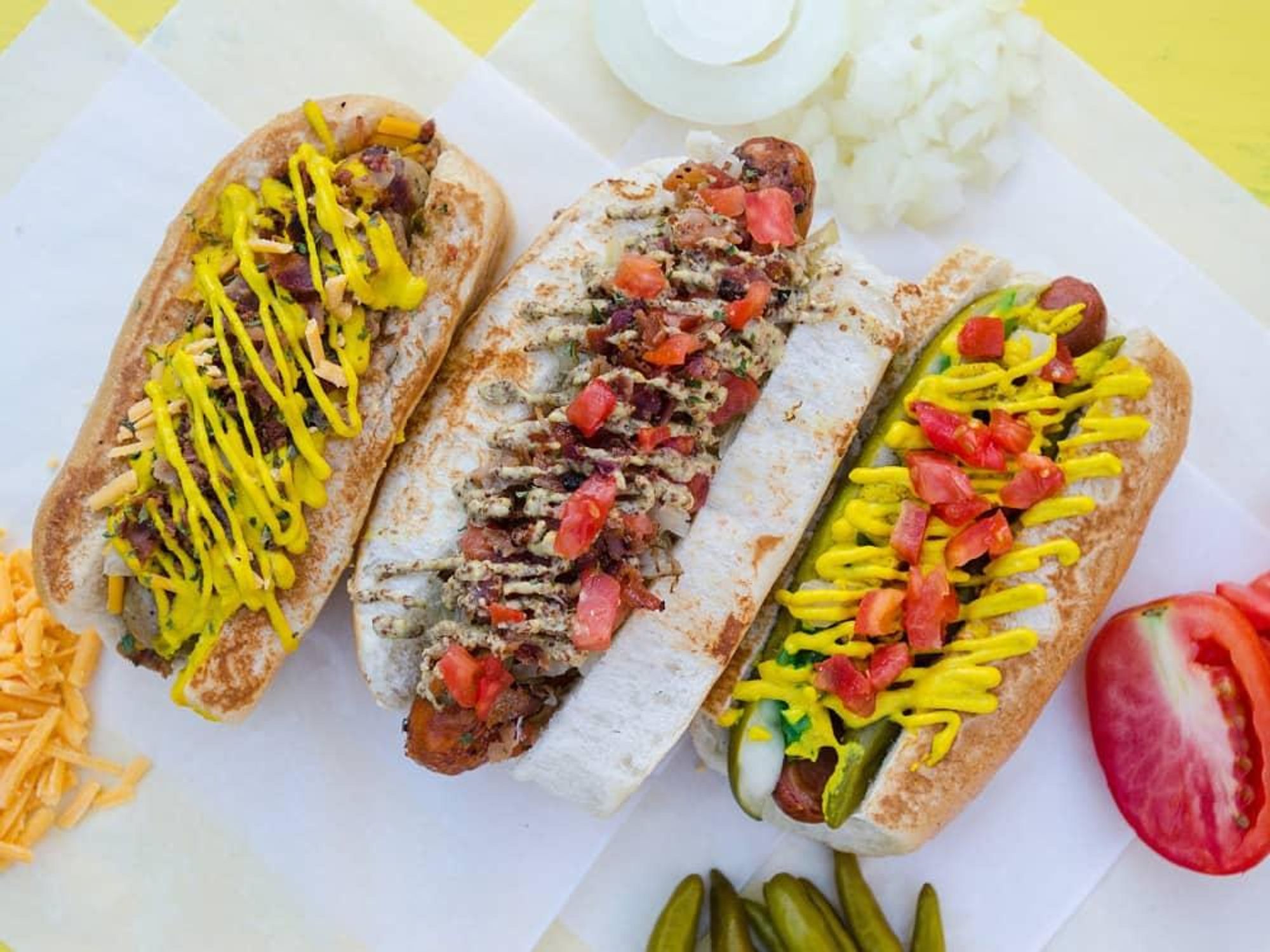 Dat Dog New Orleans hot dog trio