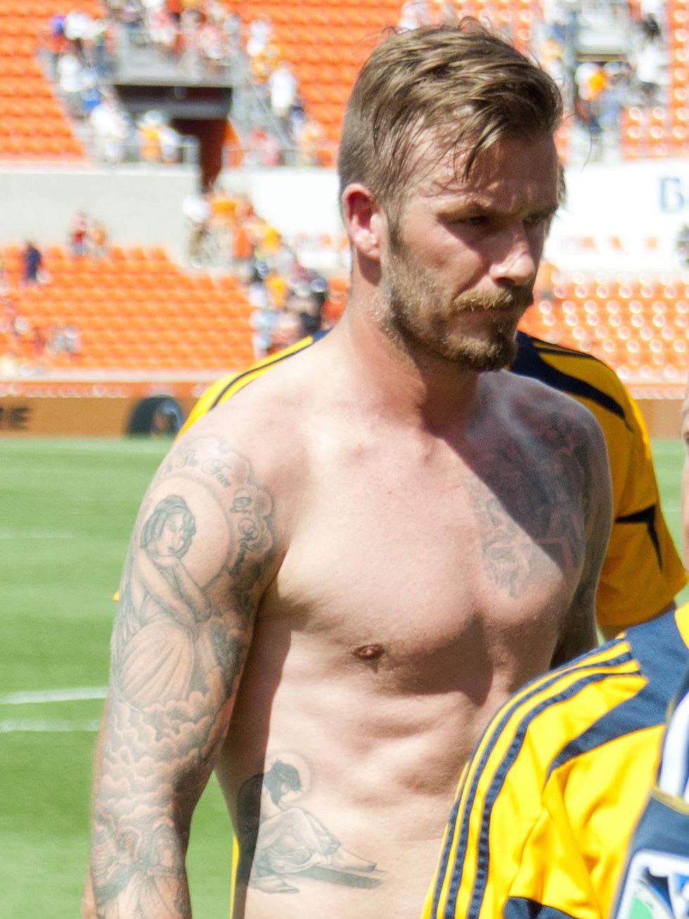 David Beckham shirtless