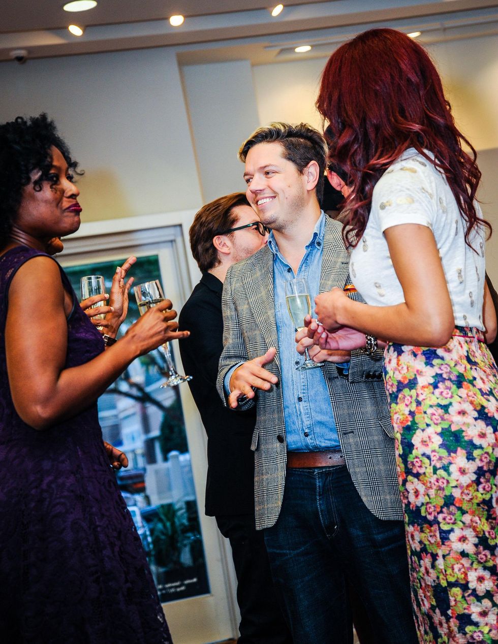 David Peck chats with guests at Elaine's Big Life premier party at Elaine Turner November 2014