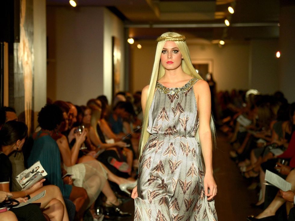 David Peck fashion show October 2014 moth print