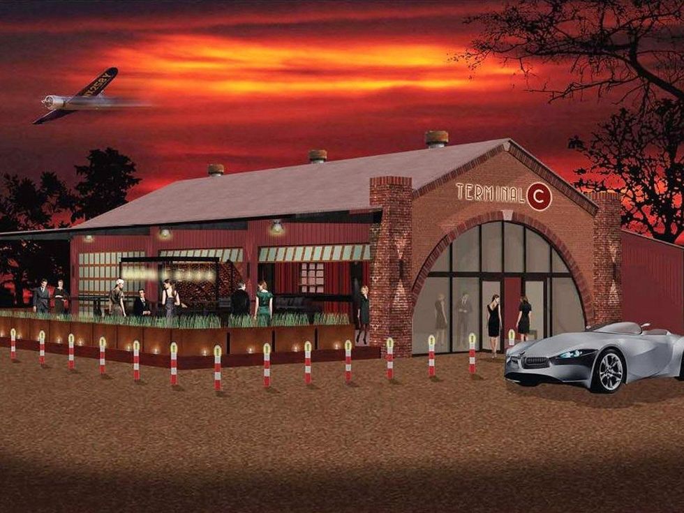 De Gaulle bar exterior night rendering