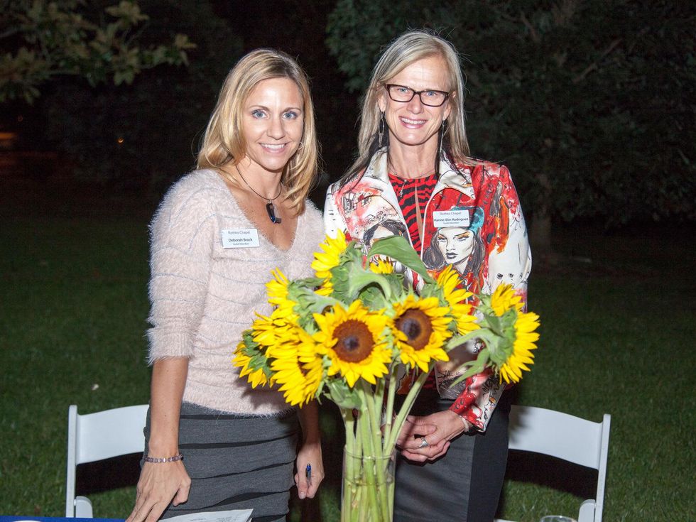 Deborah Brock, left, and Hanne-Elin Rodriguez at Rothko Chapel's Moonrise Party on the Plaza October 2013