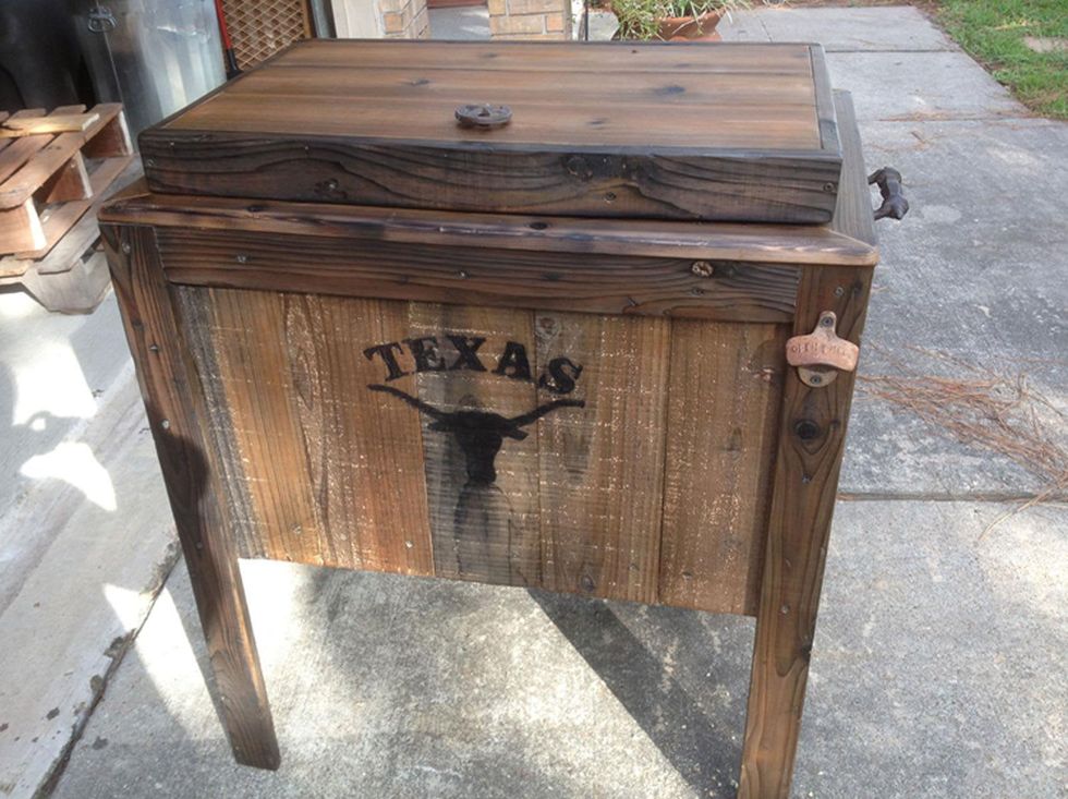 Deborah Elias my favorite things December 2014 Texans beverage holder wooden ice chest